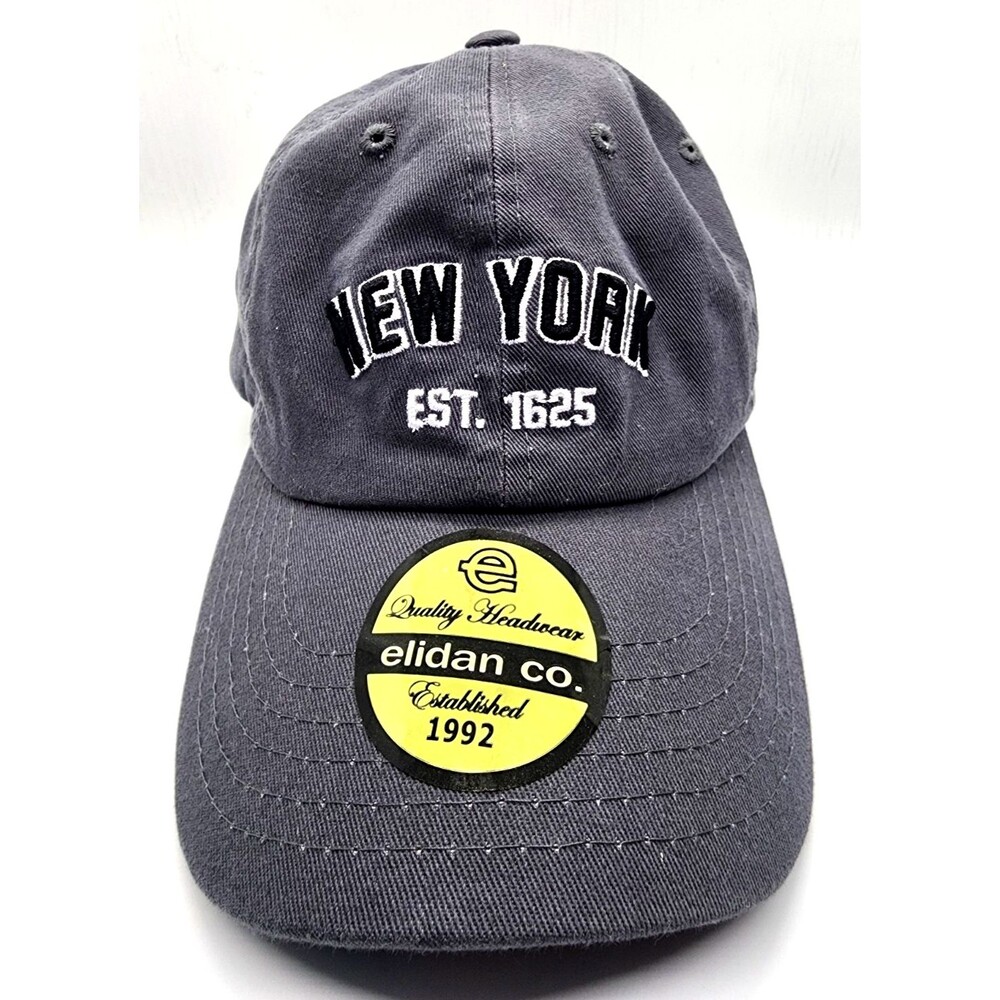 New York City NYC Embroidered Baseball Cap Black Faded Hat Est. 1625